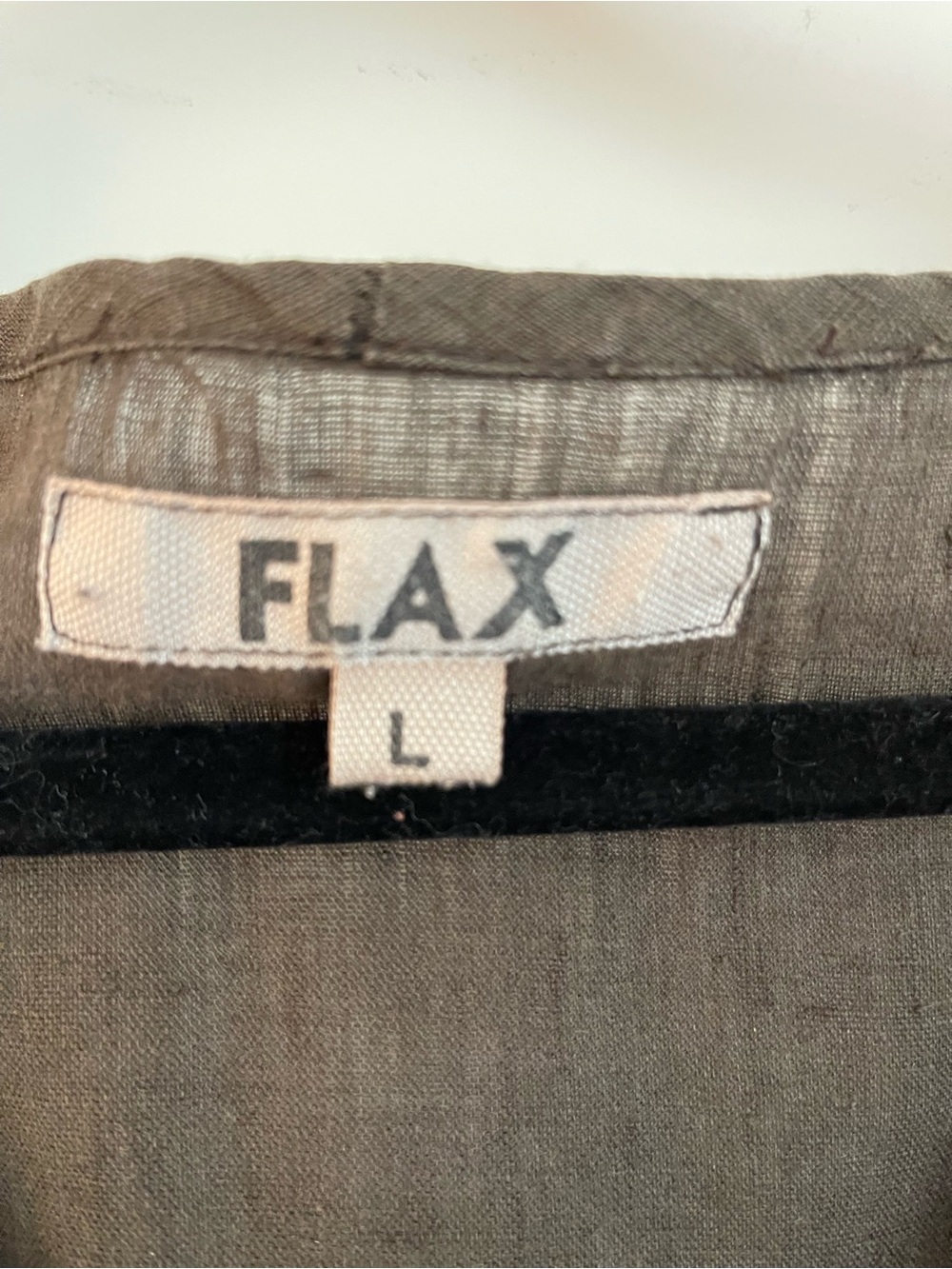 Flax linen coffee colored tunic Button-Side size L - Picture 2 of 7